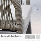 PURPLE LEAF Outdoor 29" Wicker Bar Stools Set of 2, Boho Patio Bar Height Chair with Cushion and Back for Outdoor and Indoor, Garden, Patio, Light Grey