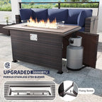 Kullavik 13 Pieces Outdoor Patio Furniture Set with 43" 55000BTU Gas Propane Fire Pit Table PE Wicker Rattan Sectional Sofa Patio Conversation Sets,Navy Blue