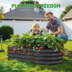 Galvanized Metal Raised Garden Bed Kit for Lightweight Planter Boxes Outdoor with Easy Assembly,4x2x1ft Oval Large Galvanized Gardening Raised Bed for Vegetables, Fruits, Flower,Black