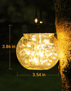 Solar Lights Outdoor Waterproof 24-Pack, Solar Powered Hanging Lantern Cracked Glass Hanging Globes for Yard Decor Christmas Decoration, Shepherd Hook, Garden Tree Table Ornaments, Warm