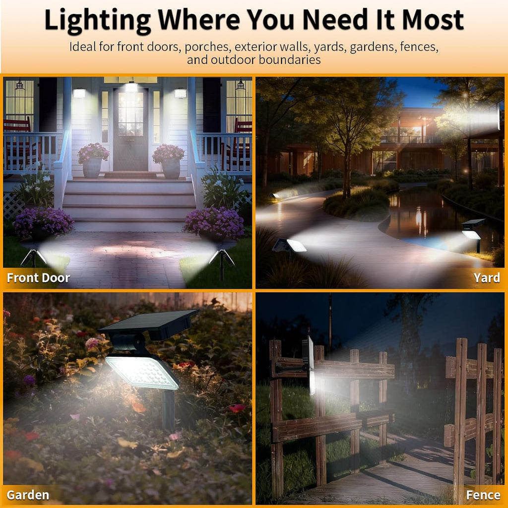 JINXING Solar Motion Sensor Spotlight for Outdoor Pathways, 33 LED 6500K Solar Landscape Light with Dusk-to-Dawn, 3 Modes, IP65 Waterproof, Wall or Ground Mount for Porch, Garden & Fence, 1 Pack