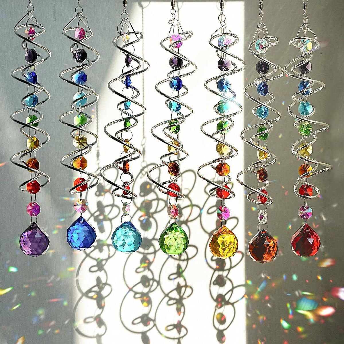 crystal gazing ball spiral wind spinner suncatcher garden, main product view