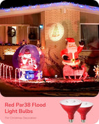 EDISHINE PAR38 Red LED Flood Light Bulbs Outdoor, Dimmable LED Light Bulb, 18W(120W Equivalent), Outdoor Weatherproof Light Bulb, E26 Base, 4 Pack