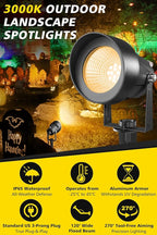 T-SUN Dusk to Dawn Outdoor Lighting, Flag Spot Lights with Photocell Auto On/Off, Waterproof 3000K Warm White LED Plug-in Landscape Spotlights for Garden Yard Tree Pathway Pole House, 2 Pack