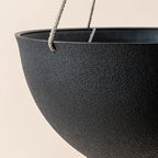 LA JOLIE MUSE Hanging Planters for Outdoor Plants, Large Hanging Planter with Drain Holes, Black Hanging Flower Pots (13.2 Inch, Set of 2)