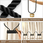 Hion Magnetic Curtain Tiebacks Black 2pcs, Curtain Tiebacks Buckles Holdbacks Holders Hooks Clip for Home Bedroom Office Decorative Curtain