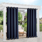 NICETOWN 2 Panels Outdoor Curtains for Patio Waterproof Extra Long 108", Windproof Thermal Insulated Top and Bottom Stainless Steel Grommet Blackout Outdoor Drapes for Porch, Navy Blue