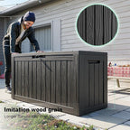 90 Gallon Waterproof Resin Deck Box, UV Resistant Outdoor Storage for Garden, Patio, Porch, Delivery（Black，90 Gallon）