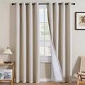 H.VERSAILTEXLinen-Polyester Curtains 100%Blackout Curtains for Bedroom 96"Long Full Light Blocking Nature Linen-Polyester Blended Window Curtains for LivingRoomNickel Grommet(2Panels,HeatheredNatural)