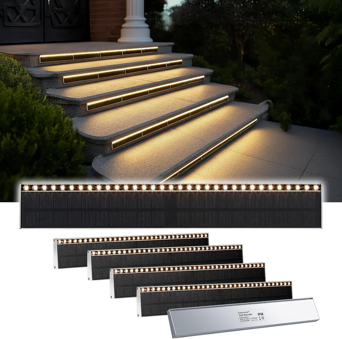 shonelighting solar step lights outside, 33 focused leds, main product view