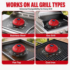 Grill Cleaning Robot, Electric Grill Brush with 4 Heads, 304 Stainless Steel Rotary Brush, Cordless Rechargeable BBQ Cleaner, 150Mins Runtime, 380 RPM, Automatic Grill Cleaner for Outdoor Grill, Red