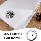 H.VERSAILTEX White Linen Blackout Curtains Durable Thick Textured Linen Look 100% Blackout Patio Door Curtain Anti Rust Grommet Extra Wide Sliding Door Curtain Panel, W100 x L108 inch- Bright White