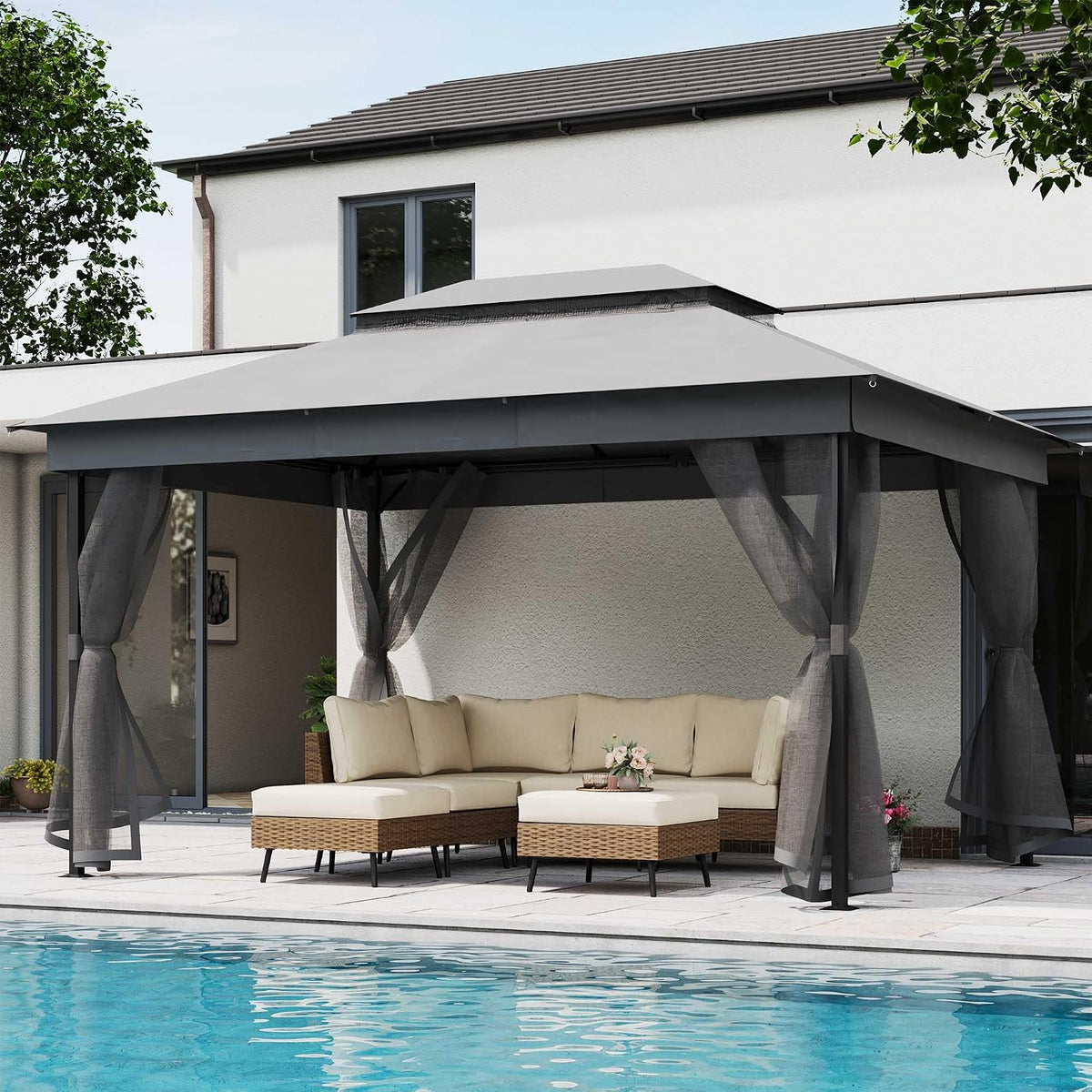lausaint home 10x13 upgraded gazebo with netting and, main product view
