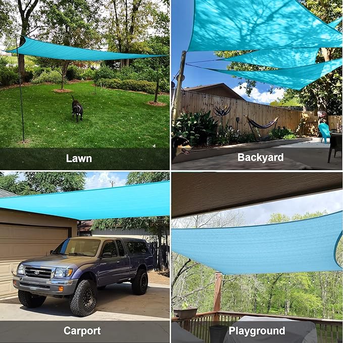 SUNLAX Sun Shade Sail 8' x 16' Turquoise Blue Rectangle Canopy Sail Shade Cover UV Block Permeable Sunshade Outdoor for Patio Backyard (We Make Custom Size)
