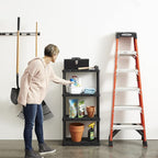 Gracious Living 2 Pack Light Duty Storage Shelves, Knect-A-Shelf 4-Shelf Ventilated Shelving Rack Organizer for Home, Garage, Basement & Laundry, Black