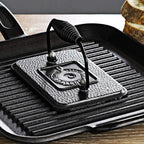 Lodge LPGI3 Cast Iron Reversible Grill/Griddle, 20-inch x 10.44-inch, Black & LGP3 Rectangular Cast Iron Grill Press, Pre-Seasoned, 6.75-inch x 4.5-inch