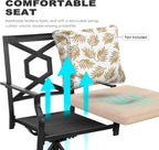 NUU GARDEN Outdoor Patio Swivel Chair Set of 2, Iron Swivel Rocker Dining Chairs with Padded Cushions, Comfortable Outdoor Chairs for Patio, Garden, Backyard & Balcony, Black and Beige