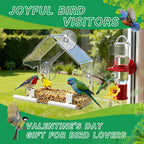 Window Mount Wild Bird Feeder Set of 3, Large & Small Seed Feeders + Hummingbird Water Station, Heavy-Duty Suction Cups, Easy Feeding & Drinking Access, Easy Install Outdoor Bird Watching Accessory