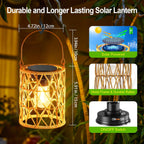 KOOPER Solar Lantern Outdoor Lights, 2 Pack Bright Hanging Solar Lanterns Outdoor Waterproof with Handle, Decoration Rattan Lanterns for Outside Hanging Garden Patio Yard Porch Trees Lawn Pathway Gift