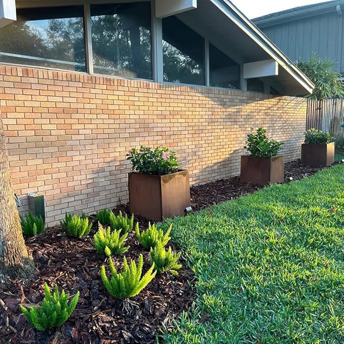 Corten Steel Planter Box Outdoor Planter Metal Square 20 Inch Large Steel Flower Pot Rustic Cube Patina Tall Plant for Commercial Residential Patio Yard Garden