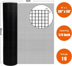 Zevemomo 36" x 50' 1/4inch Hardware Cloth, Black Vinyl Coated Chicken Wire Fence Galvanized Welded Mesh Roll for Home Garden Rabbit Cage