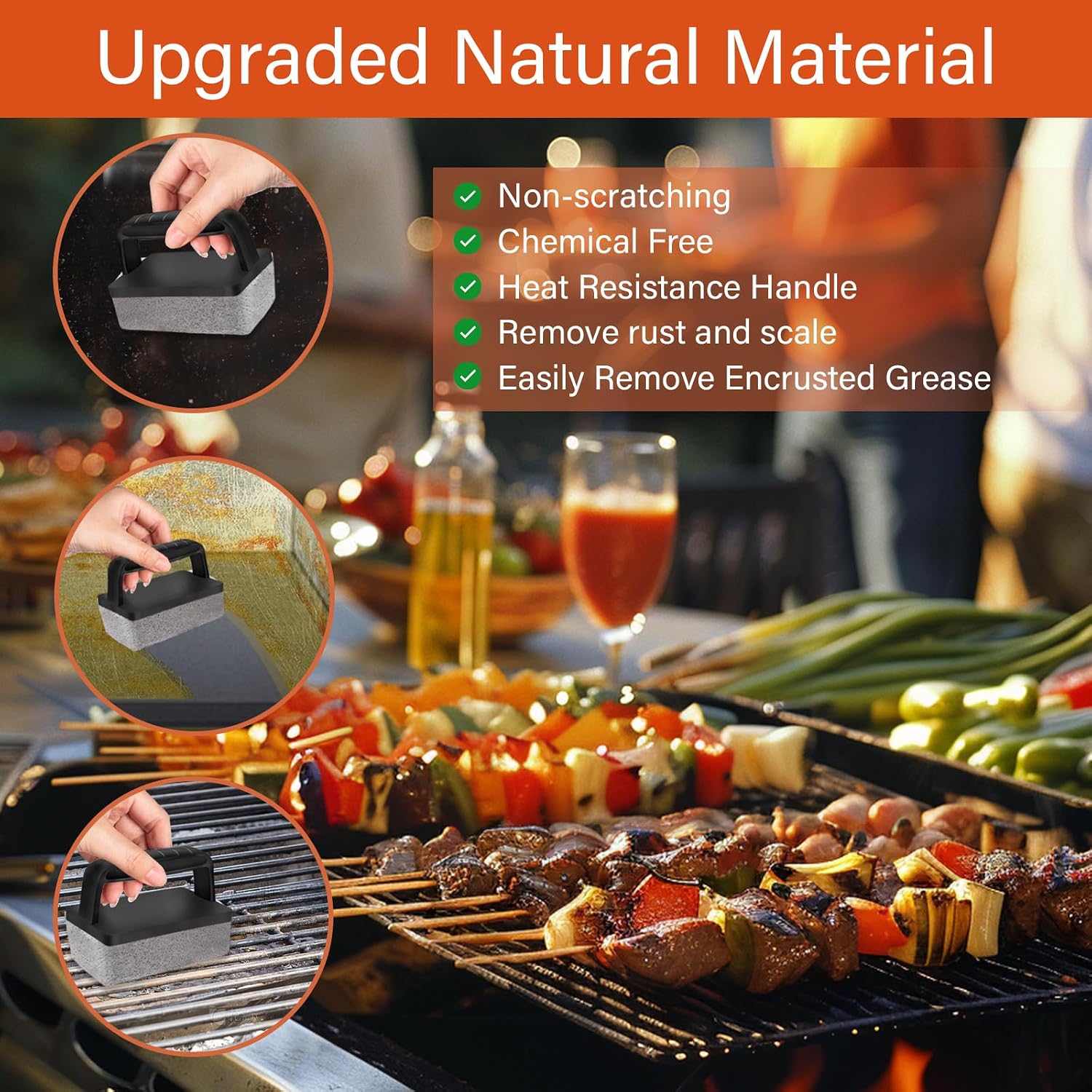 10 Pieces Griddle Cleaning Kit for Blackstone Flat Top Grill | Professional Heavy Huty Scraper, Grill Stones, Scouring Pads and Handles to Remove Grease and Residue from Flat Top Griddles