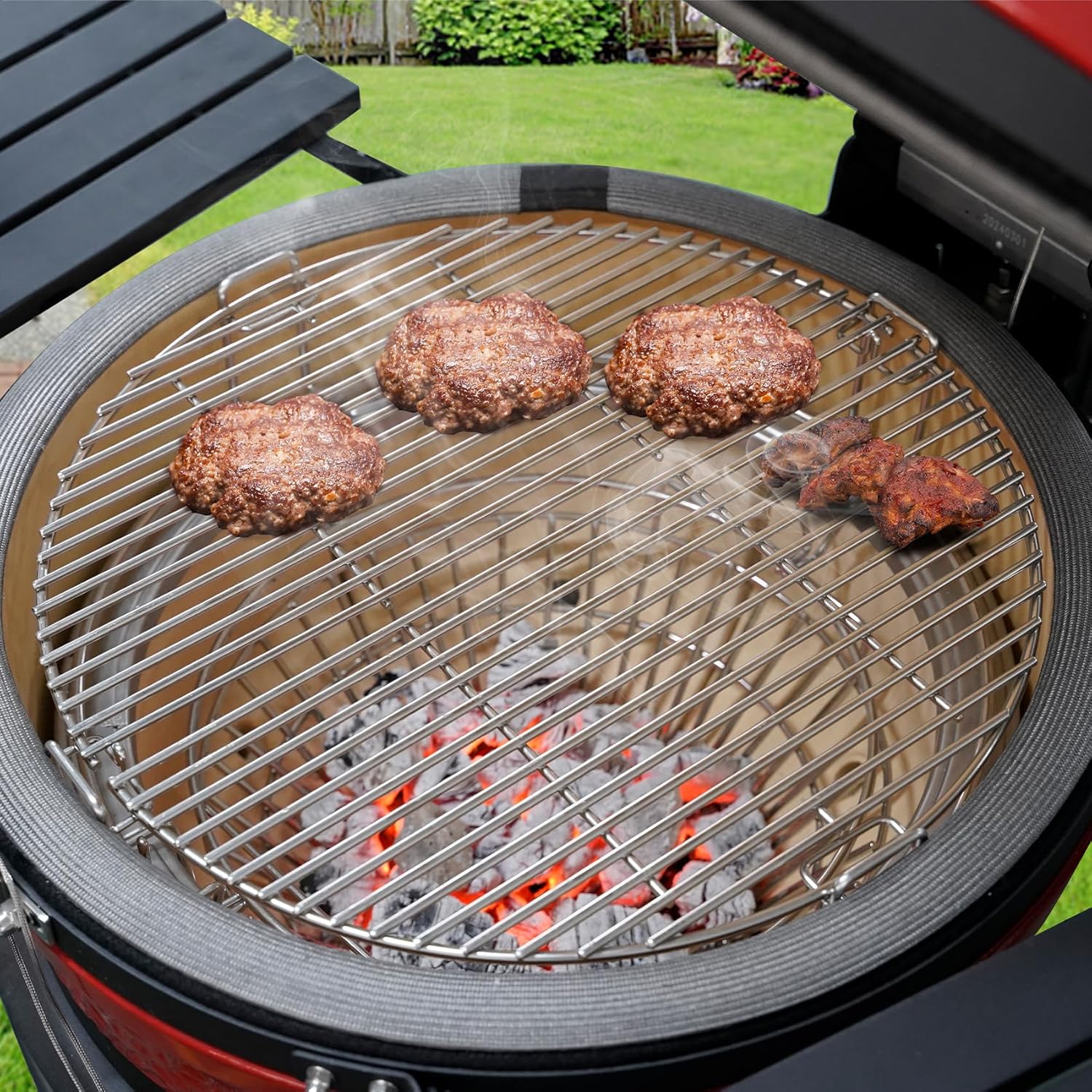 onlyfire Stainless Steel Charcoal Ash Basket with Handle Charcoal Holder | Fits Kamado Joe Classic and Large Big Green Egg