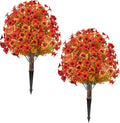 fall artificial mums topiary ball tree with ground, main product view