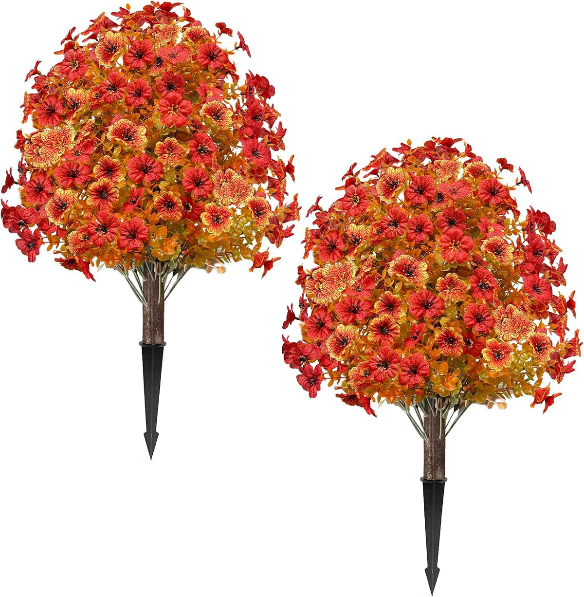 fall artificial mums topiary ball tree with ground, main product view