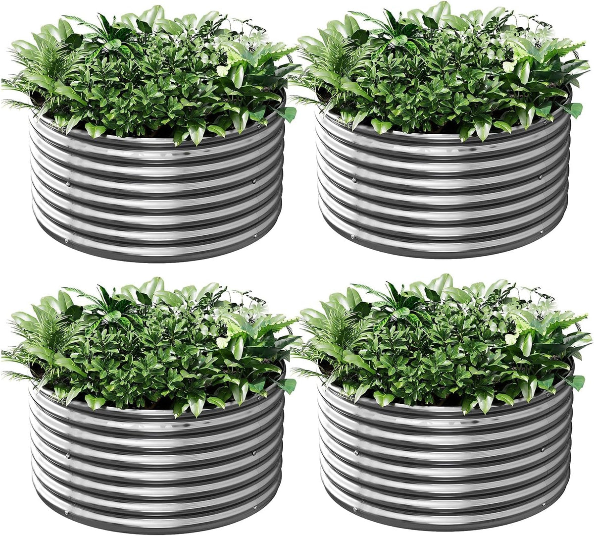 2x2ft round corrugated galvanized steel raised garden bed, main product view