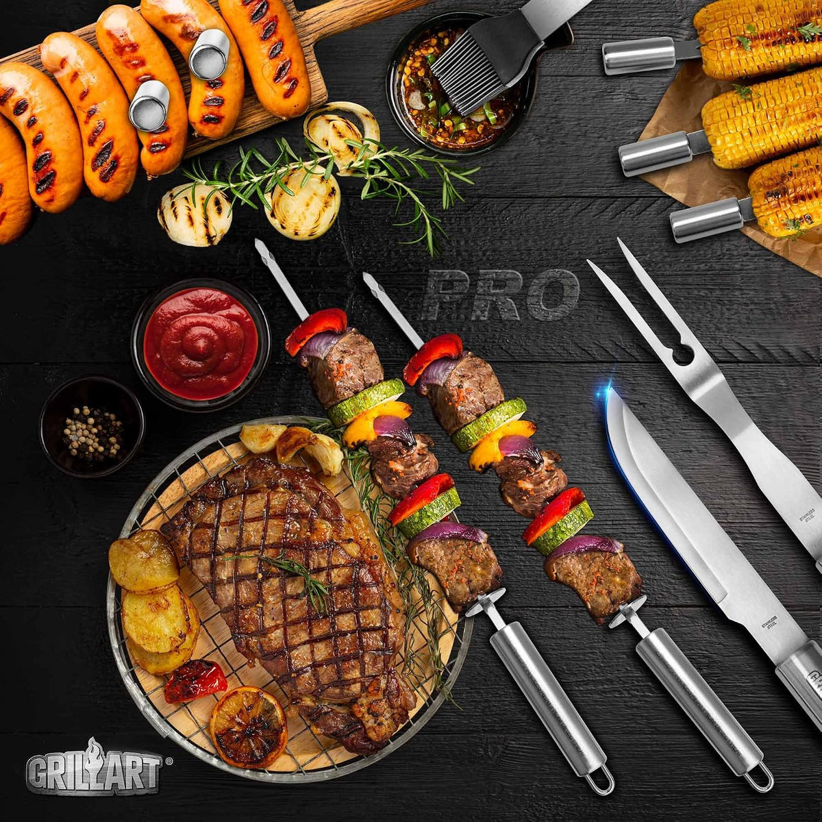 grillart bbq grill utensil tools set reinforced bbq, package contents