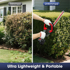 Cordless Hedge Trimmer Compatible with Milwaukee 18V Battery, Red | 22-Inch Dual Action Blade 1600 RPM Electric Bush Trimmer with Rotating Rear Handle for Garden (Battery Not Included)