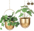 shineloha 2 pack metal gold hanging planters, brass, main product view