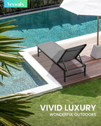 Outdoor Lounge Chair for Pool, Aluminum Chaise Lounge Chairs with 5-Position Recliner, Patio Lounge Chair for Backyard, Poolside, Deck, Lawn (Darkgray)