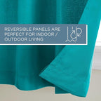TOWN & COUNTRY BASICS Cabana Solid Heavyweight Indoor Outdoor Curtains, Light Filtering Opacity with Grommet Top, Water Repellent, 2-Pack Set, 54"x84", Teal