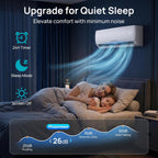 mountman 12000btu mini split ac/heating system with wifi showing dimensions