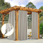 NICETOWN 2 Panels Natural Gazebo Curtains Outdoor Waterproof & Windproof, Top & Bottom Rod Pocket & Back Tab Windproof Privacy Outdoor Curtains Blackout Blinds with Fixed Rope for Patio, W52 x L95