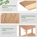 Outdoor Side Table, 2-Tier Small Outdoor Table for Patio, Adirondack Side Tables for Outside or Indoor, Bamboo End Table for Pool, Porch, Weather Resistant Easy Maintenance