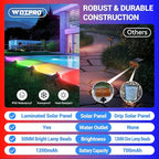 WdtPro 2 Pack Solar Color Changing Spot Lights, 10 Lighting Modes Solar Lights Outdoor Waterproof, Multicolor RGB Outdoor Lights, 9 Colors Auto Cycling Landscape Spolights for Yard Garden Decoration