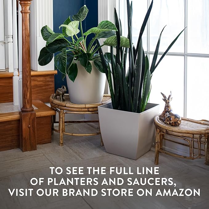 The HC Companies Aria Round Self-Watering Pot - Lightweight Plastic Planter for Herbs & More - Durable Plant Pots for Indoor Plants & Outdoor Plants (12" Glossy White, Pack of 1)