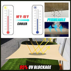 Royal Shade 10' x 10' x 14' Beige Triangle Sun Shade Sail Canopy Outdoor Patio Fabric Screen Awning RSTAPRT10 - UPF50+ 95% UV Blockage, Heavy Duty, Water & Air Permeable (We Make Custom Size)