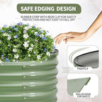 Galvanized Raised Garden Bed - 8x2x1.4FT Metal Planter Boxes Outdoor | Oval Steel Raised Bed Kit for Gardening with Protective Tape, Bracing Rods, Gloves for Vegetables, Flower, Herb (Green)