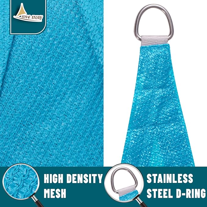 LOVE STORY Custom Size 7'x16' Turquoise Blue Sun Shade Sail Rectangle UV Block Canopy Patio Sail Sunshades Fabric for Outdoor Garden Carport (We Make Custom Size)
