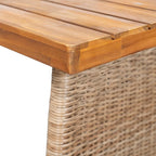 Christopher Knight Home Pasco Acacia Wood Outdoor Dining Table Set for 6, Wicker Patio Dining Set with Acacia Wood Table and Bench, Patio Table and Chair Set with Cushion+Rope Back, Black+Teak+Brown