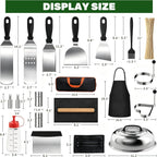 120 Pcs Griddle Accessories Kit, Perfect Hibachi Flat Top Grill Tools for Blackstone and Camp Chef, Enlarged Beefed-up Grill Spatula Gift Set with Basting Cover, Burger Press for Outdoor BBQ.