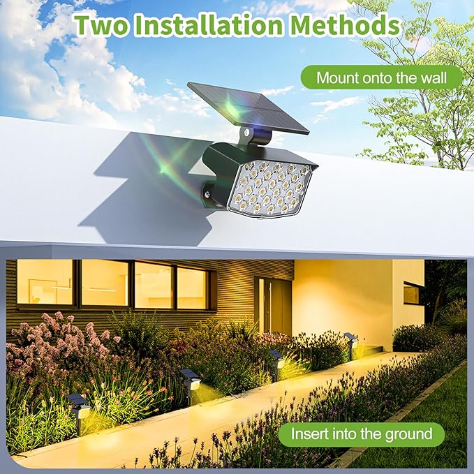 8 Pack Solar Spot Lights Outdoor, 2-in-1 Solar Lights Outdoor Waterproof IP65, Solar Powered Landscape Spotlights 3 Modes for Yard Garden Pathway Driveway Tree(Warm White)