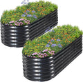 1MORE Galvanized Raised Garden Bed- Planter Garden Boxes Outdoor, Raised Beds for Gardening, 6x2x1.4ft Metal Garden Bed Kit for Vegetables Flower, Planter Raised Bed with Protective Tape.Grey-2pcs