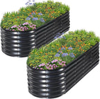 1MORE Galvanized Raised Garden Bed- Planter Garden Boxes Outdoor, Raised Beds for Gardening, 6x2x1.4ft Metal Garden Bed Kit for Vegetables Flower, Planter Raised Bed with Protective Tape.Grey-2pcs