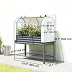 Outsunny Galvanised Raised Garden Bed with Greenhouse Cover, Metal Elevated Garden Bed with Legs, Bed Liner and Bottom Shelf, Outdoor Raised Planter Box for Vegetables, Herbs, Flowers, Dark Gray