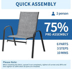 PIZZELLO Patio Chairs Set of 6 - Outdoor Stackable Dining Chairs for All Weather - Lightweight Textilene Outdoor Chair Sets with Armrests - 330Lbs Capacity - for Backyard Garden Porch Poolside (Grey)